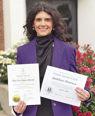 Northwestern State’s Madelynn Misuraca is a member of Blue Key and is president of Purple Jackets.