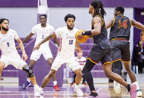 Jon Sanders II (10) led Northwestern State with 14 points at LSU. Photo by Chris Reich/NSU Photographic Services