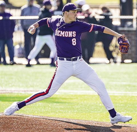 Trent Hillen worked a career-long seven innings with seven strikeouts in Sunday’s game. Photo by Chris Reich/NSU Photographic Services