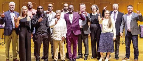 The 13 Northwestern State inductees into the N-Club Hall of Fame all had stories Saturday during the induction ceremony, with all cherishing celebrating the moment with teammates and family. Photo by Chris Reich, NSU Photographic Services
