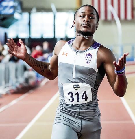 Kalen Beavers won two gold medals at the Southland Conference Indoor Championships, which earned him not only the Men’s Track Athlete of the Year, but also the outright Men’s Athlete of the Year. Photo by Ethan Lowe, Samford