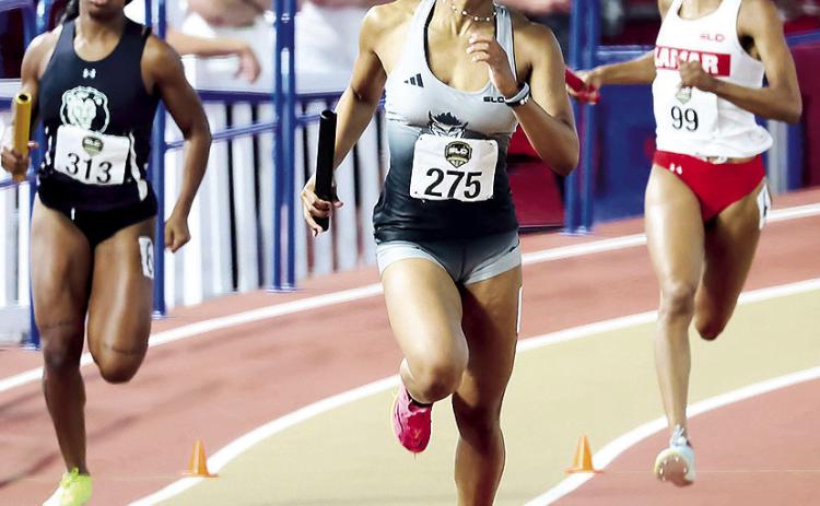 Maygan Shaw is part of a 4x400 relay team that broke the Southland Conference indoor record, running a 3:40.74 on Saturday on the second day of the Corky Classic. Photo by Michael Wade