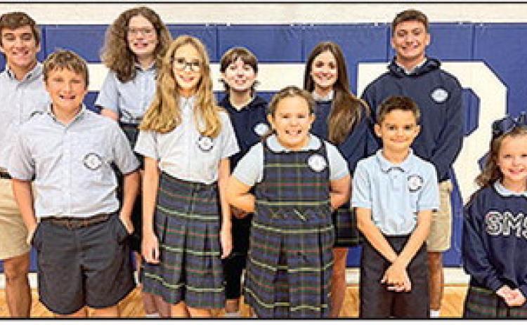 On front row from left are Eli Thibodaux, Eleanor Picou, Aurora Alford, Aaron Walsh and Isla Harris. On back row are Weston LeGrande, Amelia Picou, Sydney Culotta, Chloe Methvin and John Paul Thibodaux Not Pictured is Camille Procell.