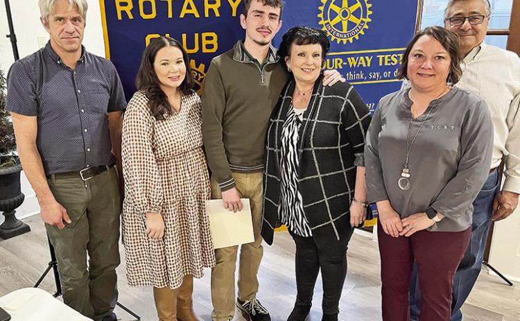 Rotary Club of Natchitoches honored Lakeview Student of the Month Senior Adrian Davis during its Jan. 23 luncheon. Adrian will attend Northwestern State University to study Exercise Science to fulfill his long-term goal to be a Physical Therapist. Pictured from left are his father Brandon Davis; Lakeview High School Agriculture teacher Sarah Mallette; Adrian; his mother Kimberly Ann Davis; Rotary Student of the Month Coordinator Jessica Broadway; and Rotary President Joe Sers. Photo by Dr. Ron McBride.