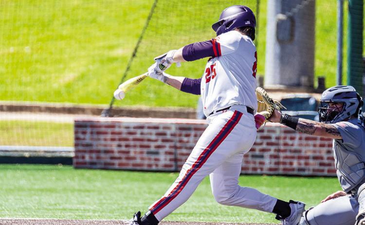 Ethan Menard hit his first career home run and drove in a career-high six RBIs in Thursday’s win at UTRGV. Credit: Chris Reich/NSU Photographic Services