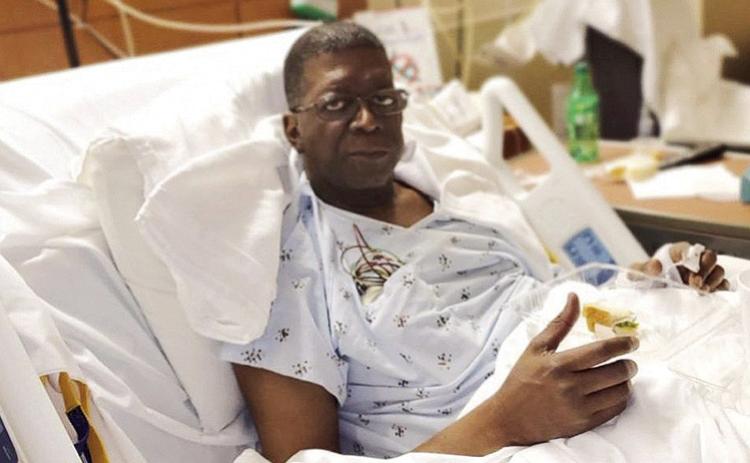 Roderick in hospital waiting for transplant.