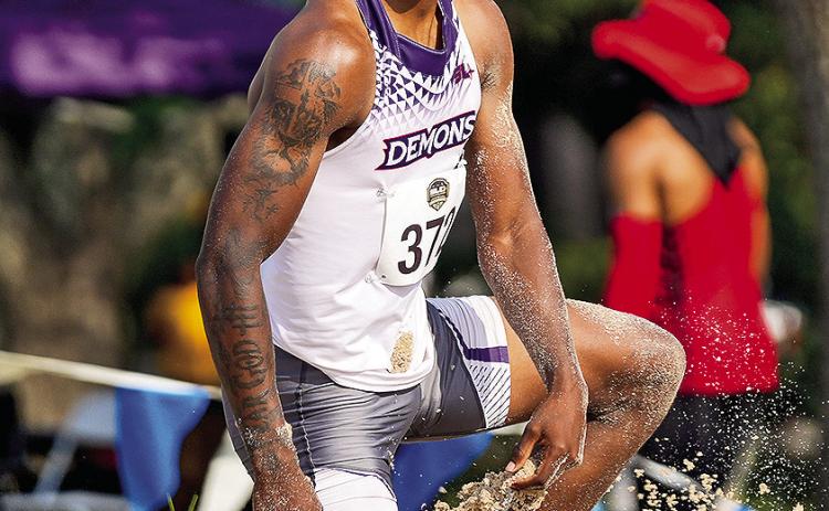 Roy Morris put a stamp on a fantastic freshman campaign with a Second Team All-American spot, finishing 15th in the long jump at nationals. Photo by Southland Conference