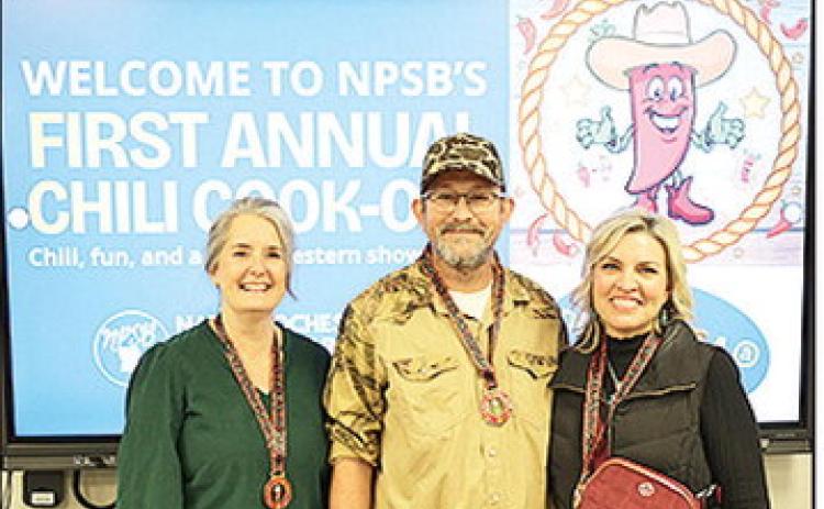 Cookoff winners were, from left, first place Janna Maggio, NPSB Early Childhood Coordinator; second place Ryan Shirley, NPSB maintenance supervisor; and third place and People’s Choice Shauna Hicks, NPSB Director of Child Nutrition.