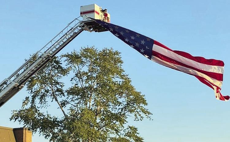 This flag was flown at the entrance to the Fire Department Open House last Thursday.