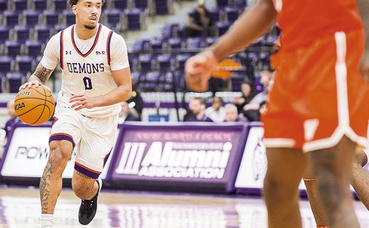 Izzy Miles (pictured) comes up clutch with a late steal and a game-sealing free throw as the Northwestern State men's basketball team wins in the final seconds against UTRGV on Monday, 64-63. Photo by Chris Reich, NSU Photographic Services