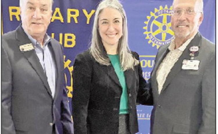 Mike Newton welcomed and introduced the Executive Director of the Natchitoches Area Chamber of Commerce Laura Lyles at the Dec 16 Rotary meeting. Lyles presented an overview of the business, retention, expansion, marketing, communications, support and the workforce development of the Natchitoches Economic Development Alliance (NEDA). Pictured from left are Newton, Lyles and Kirk Soileaux.