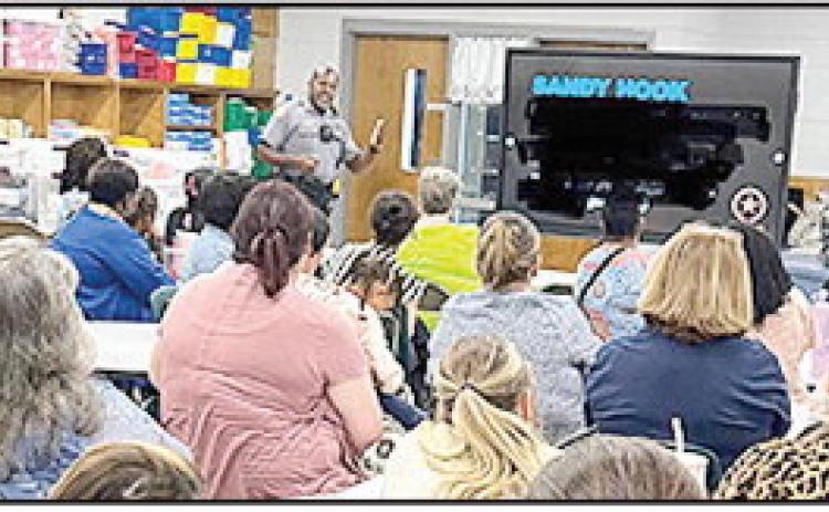 NPSO School Resource Officer Lt. Derrick Turner conducted the active shooter training session.