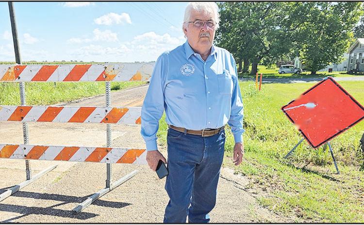 Parish President John Salter was on hand June 11 as Regional Construction began the overlay of Lateral Lane.