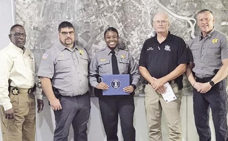Dep. Ashley Mays graduated from the Alexandria Regional Police Academy. Congratulating Mays are, from left, Chief Dep. Darrell Winder, Capt. S. LaCaze, Mays, Sheriff Stuart Wright and Maj. Jesse Taitano.