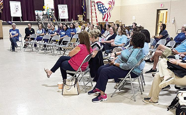 School Resource Officer Dep. Myron Robinson conducts an active shooter training session at Provencal Elementary/Jr. High Schools.