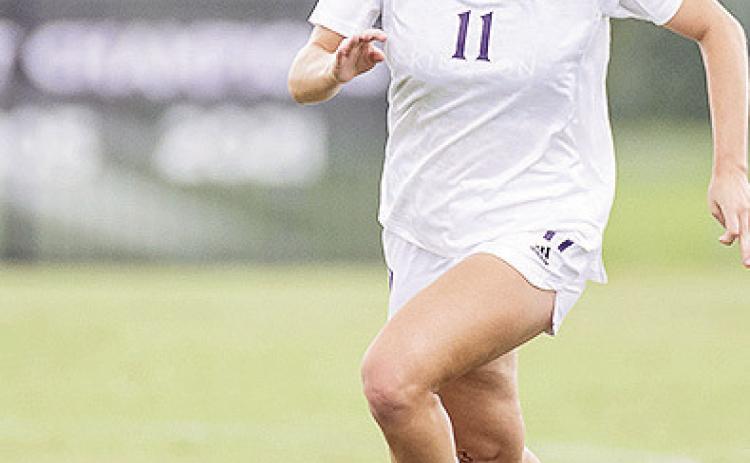 Taylor Spitzer’s four goals earned her a spot on the Second Team All-Southland Conference Team. Photo by Chris Reich, NSU Photographic Services