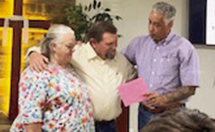 Pastor Ralph and First Lady, Joy Johnson were presented with an appreciation gift by Grace newly installed interim Pastor Greg Dunn.