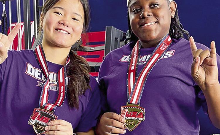 Breanne Jones, left, and Tytunna Canada earned first-place finishes at the Arkansas Collegiate Cup Series.