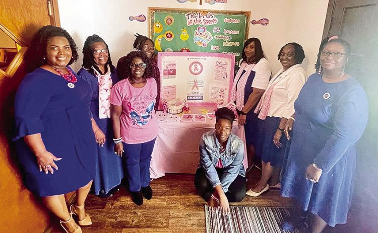 Think Pink Group from left are Joanna Washington, Josephine Winder-Chapter President, Linda Jones, Amiyah Washington, Janiya Harris-Howard, Sandra Williams, Linda Howard and Carletta Jones.