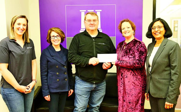 A grant from the International Paper Foundation is supporting the creation of a Center for Excellence in Teaching in NSU’s School of Education. From left are IP Red River Mill Communications Coordinator Alexa Steele, Dr. Michelle Fazio-Brunson, Mill Manager Scott Lonadier, Dr. Katrina Jordan and Dr. Neeru Deep.