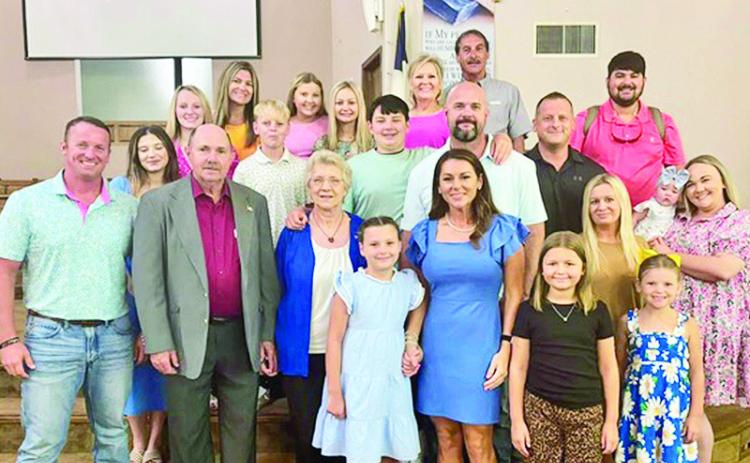 Kenna Leigh Matkin, front and center, had a large group of family members who supported her baptism at Mount Carmel Baptist Church Sunday morning.