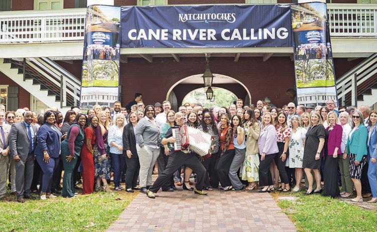 The approximately 100 people from Natchitoches Parish attending the Cane River Calling reception during Natchitoches Day at the Capitol got to drink coffee provided by French Market Express, hear live entertainment by the LaCour Trio Zydeco Band and enjoy and catering by Lasyone’s.
