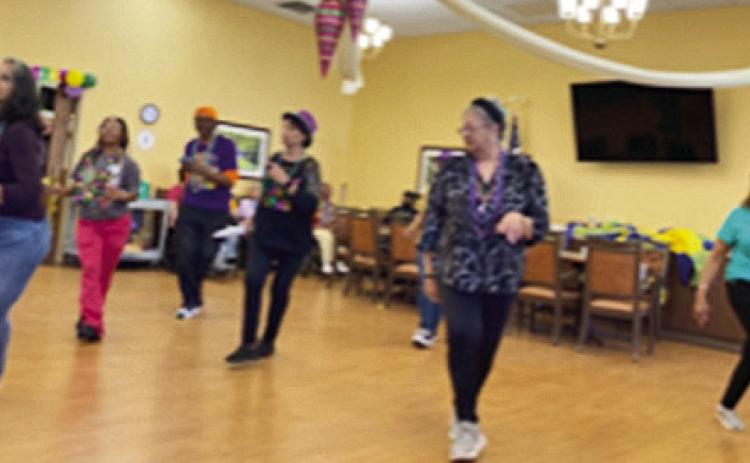 Members of the Council on Aging line dancers danced at Natchitoches Community Care.