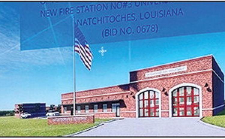 This is an architects rendering of the new fire station. The two truck bays face University Parkway.