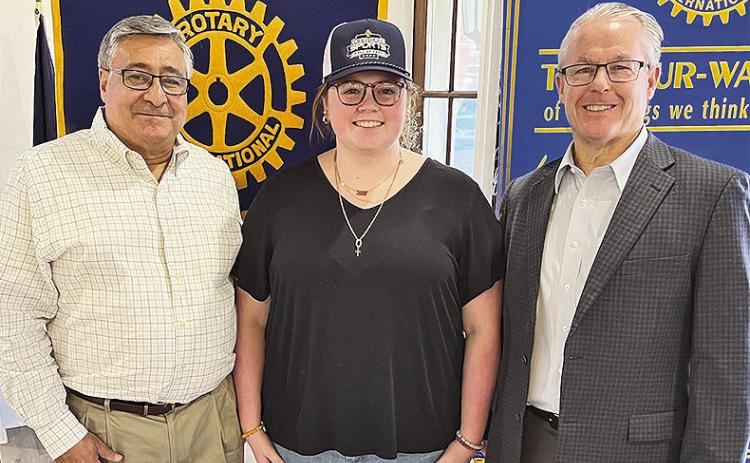 Rotarian with the Program Drake Owens invited the Director of Business Development and Public Relations for the Louisiana Sports Hall of Fame Greg Burke to speak at the Oct. 31 luncheon. Burke summarized his work on development, public relations and the 2024 Induction Class. Pictured from left are President Joe Sers, NSU Graduate Student Intern Louisiana Sports Hall of Fame Caroline Bland and Burke.