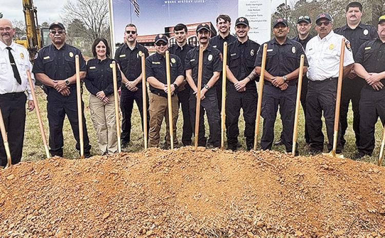 The City of Natchitoches officials and community leaders along with residents gathered Tuesday morning to break ground on its new state- of- the- art fire station #3 located at 3600 University Parkway. The new facility will replace the aging one located on Martin King Jr. Dr. Pictured are current and former firefighters holding shovels.