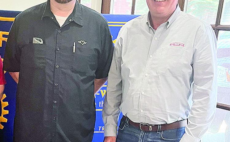 Rotarian John Richmond welcomed Chris Ferguson from Flying Hearts Brewery to the July 21 Rotary meeting. Ferguson shared how the company got started and why he loves Flying Hearts Brewery and the people he meets there. He has created fun activities for each day of the week, such as, Trivia night, Music Bingo, Tankard Special, NSU 20% off night and Saturday and Sunday Brunch. From left are Ferguson and Richmond.