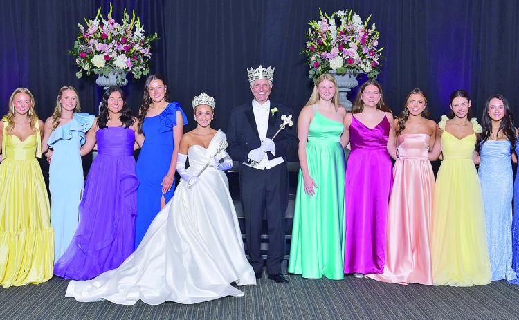 Ushers were, from left, Jaycie Creamer, Lainey Bennett, Jenna Sklar, Addison Price, Ehren Guidroz, Queen Sophia Hogg, King Benny Barron, Brooklyn Smith, Anna Weaver, Ella Hardee, Audrey Matt, Hayden Sellers and Ava Broadway.
