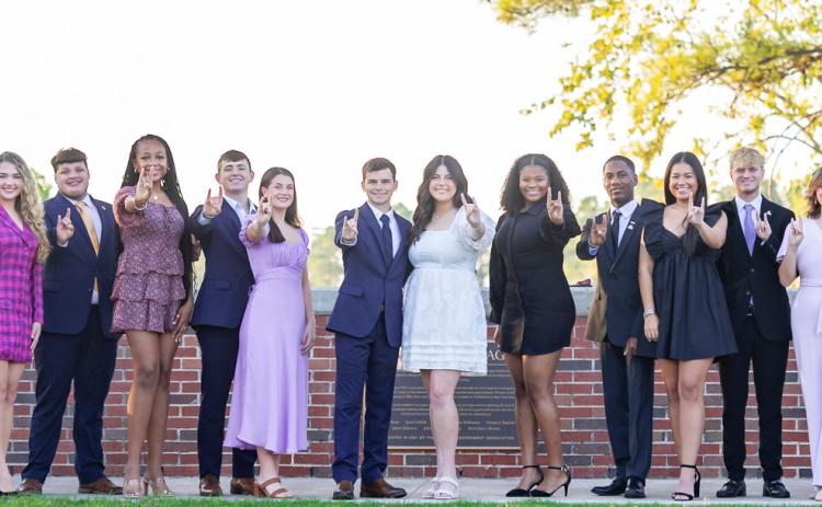 Members of Northwestern State University’s 2023 Homecoming Honor Court are, from left, Terrell “TJ” Woodard Jr., Malaya White, Jacob Boyter, Lizzie Blanchard, Nicholas Cooksey, Linzi Lampert, Zachary Remedies, Tyra Jones, Nick Knotts, Mary Scruggs, Zach Cooper (King), Zoe Johnson (Queen), Hannah Davis, Caiden Matthews, Natalie Mangandi, Kameron Burns, Madison Cook, Derrick Varnado, Avery Tullos, Johnny Cox Jr. Kacy Young and Scott Fowler.