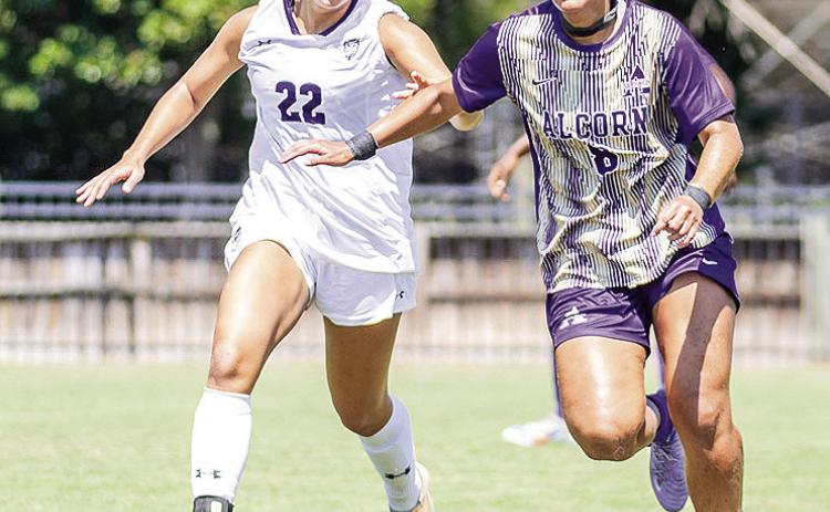 Emily Gundin scored her first two goals of the season, leading Northwestern State to a dominant victory on the road against Mississippi Valley State on Sunday. Photo by Chris Reich, NSU Photographic Services