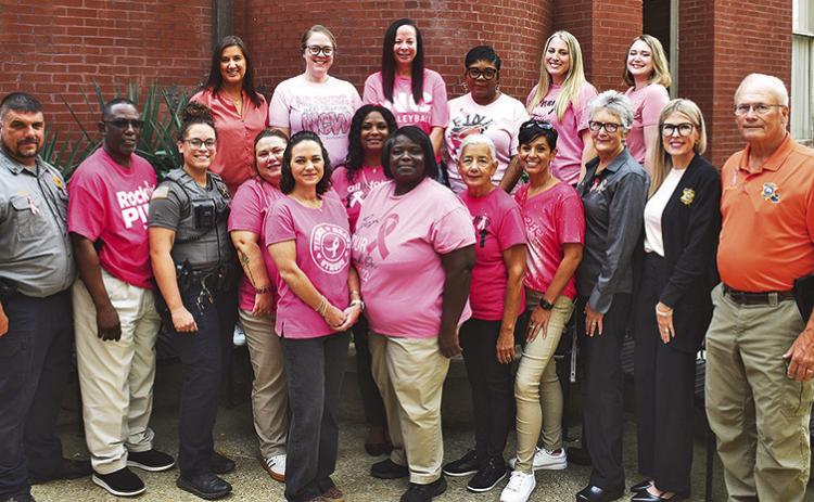 Sheriff Stuart Wright and members of his staff observe Breast Cancer Awareness Month.