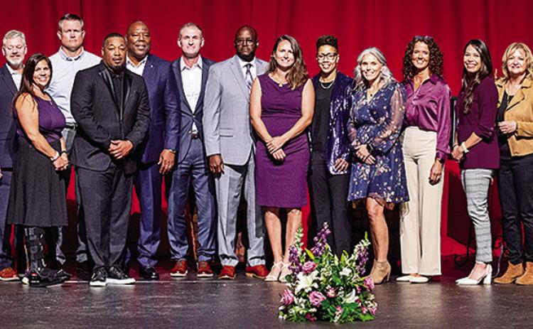 Group shot of the N-Club Hall of Fame Class of 2024. Photo by Chris Reich/NSU Photographic Services