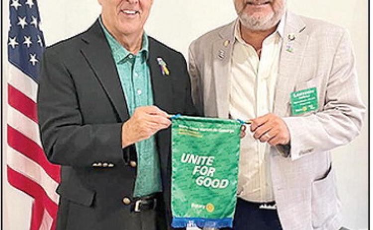 Natchitoches Rotary President Louie Bernard welcomed Rotary District 6190 Governor Lawrence Calhoun who was the guest speaker at the Sept. 9 Rotary luncheon. Calhoun shared Louisiana Rotary goals with the Natchitoches members. From left are Bernard and Calhoun.