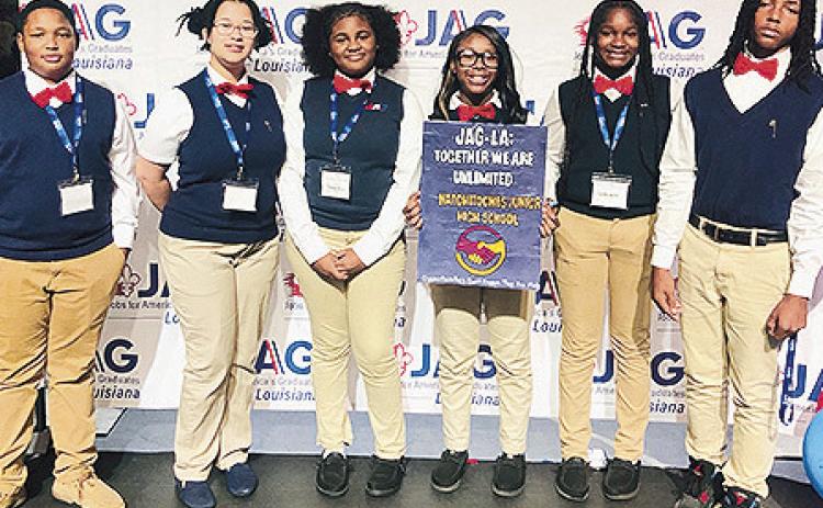 From left are Chaslyn Evans, President; Harmoni Morrow, Vice President; Kayleigh Fox, Secretary; Cadynce Smith,Treasurer; Dontravious Sarpy, Historian; and Dario Beaudion, Representative.