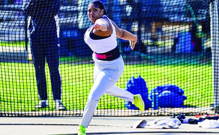 Shakera Kirk posted one of the 18 personal bests set by Northwestern State on Saturday at the Alumni Muster, tossing a 170-05 in the women’s discus.