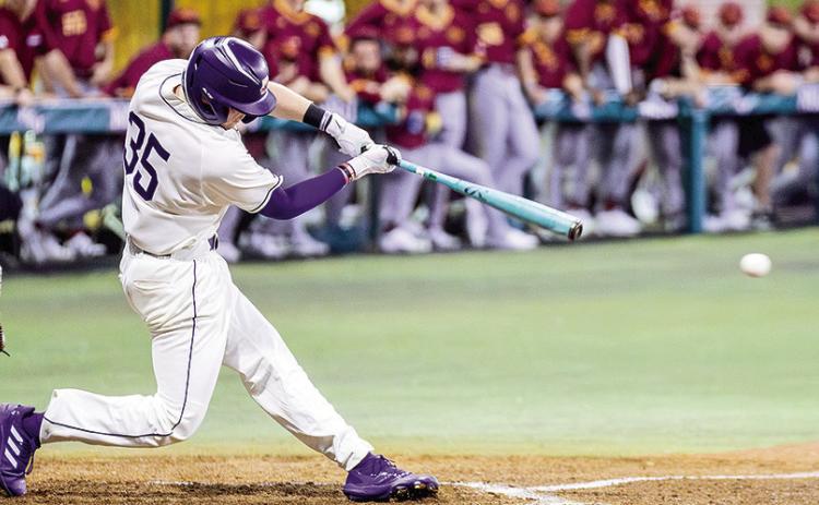 Freshman outfielder Colin Rains homered against UL Lafayette one week ago. Photo by Chris Reich/NSU Photographic Services
