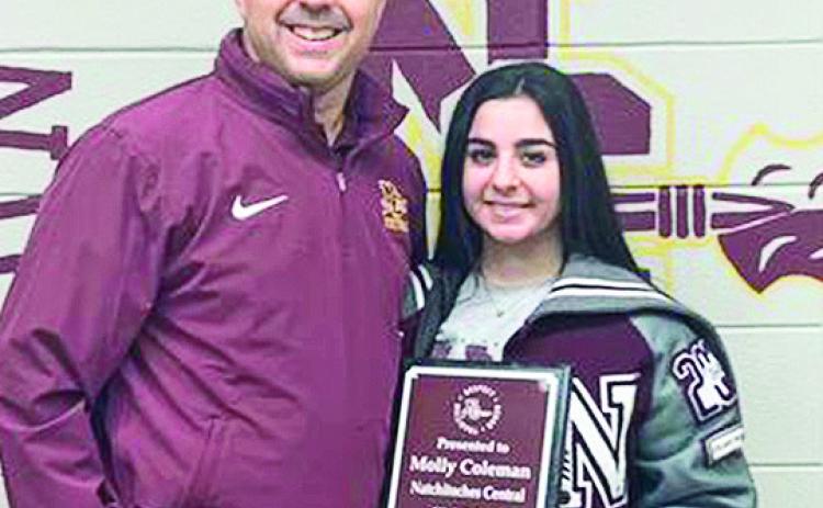 Mollyl Coleman is Student of the Year at Natchitoches Central High School. At left is her father, Principal Micah Coleman.