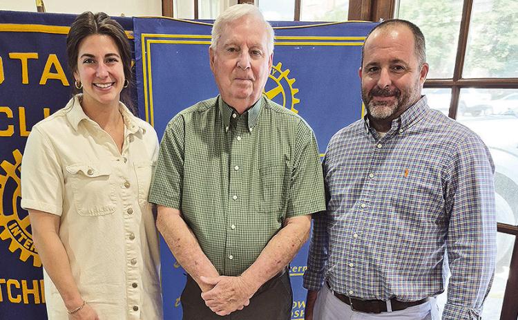 Rotarian with the Program Lennie Shankle welcomed Lott CEO &amp; President Mark Massia and Lott Marketing Director Camille Lott Donahue at the Sept. 1 Rotary meeting at Merci Beaucoup. An overview and update on Lott Oil Company headquartered in Natchitoches was presented. Rotarians appreciate the support Lott Oil Company provides to the local community. From left are Lott Donahue, Shankle and Massia.