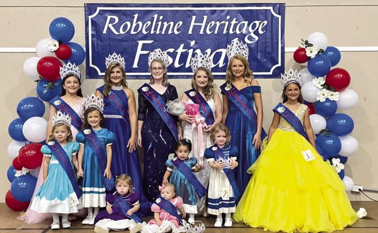 Robeline Heritage Festival Queens were recently selected. They are, Baby Miss: Paige Gloria Malone and T’Nincy Miss: Blair Mothershed. On second row are Teeny Miss: Hallie Jane Kiyanski, Toddler Miss: Livi Kate Dillard, Tiny Miss: Rynlee Grace Brady, Little Miss: Tynslee Ann Ezernac, and Petite Miss: Adalynn Shire. on third row are Deb Miss: Emma Kojis, Junior Miss: Vivian Leigh Campbell, Teen Miss: Karleigh Robinson, Miss: KenLee Ray Pinckard and Ms.: Alyssa Ramstad.