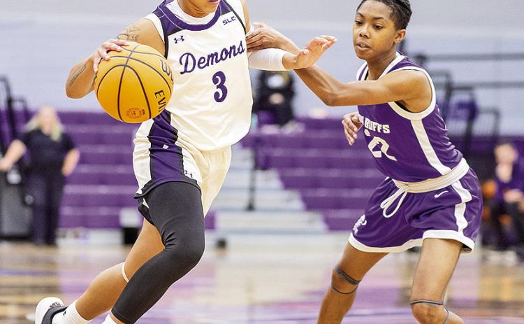 Mya Blake scored a game-high 22 points to go along with four rebounds, four assists and five steals, as the Demons rolled to a 98-27 win over Arkansas Baptist. Photo by Chris Reich, NSU Photographic Services