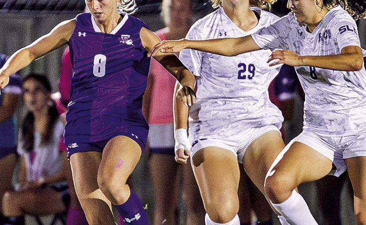 Graduate student Kassi Schoen helps lead an offense that has scored in 10 straight games. Photo by Chris Reich, NSU Photographic Services