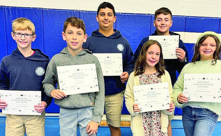 Congratulations to St. Mary’s students who have been recognized for getting a Positive Referral this November The students have gone above and beyond in demonstrating respect, responsibility, and kindness— qualities that make the school an amazing place to learn and grow. In front row from left are Aaron Campbell, Gavin Key, Hadley Mayeux and Sutton Vandersteen. On back row are Cade Solari and Andrew Johnson.