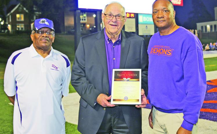 From left are LTC Arthur Smalley, Brown and NSU President Dr. Marcus Jones.