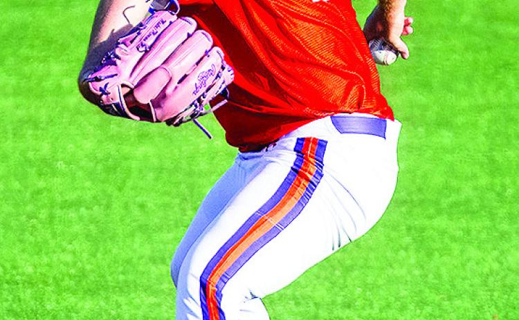Kevin Robinson tossed a career-long 5 1-3 innings in Tuesday’s win against LSU-Alexandria. Photo by Chris Reich/NSU Photographic Services