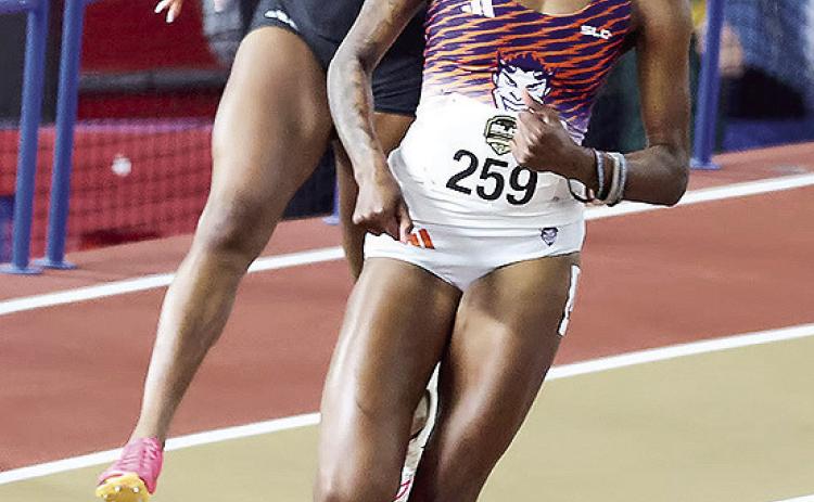 Kahliyah Anderson, one of the four members of the 4x400 relay team, helped set the Southland Conference mark for the second meet in a row Saturday at the Stan Scott Invite and Multis. Photo by Michael Wade.
