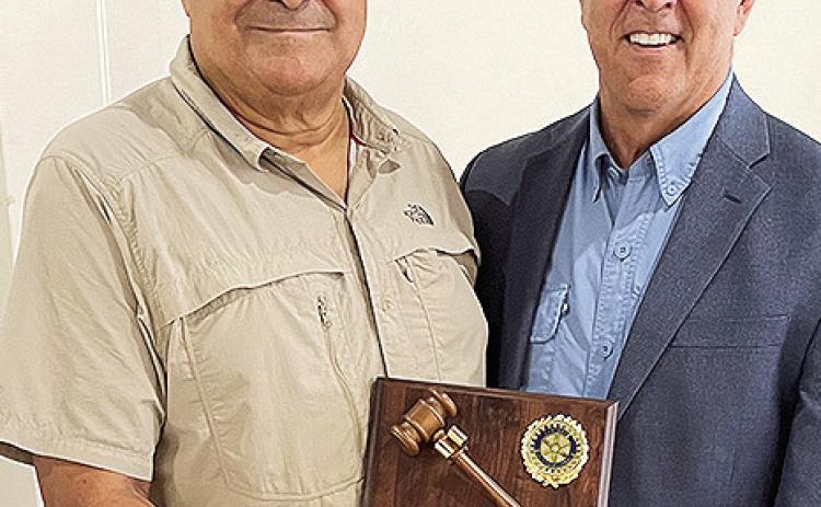 Natchitoches Rotary Club honored Past president Joe Sers, for his hard work and dedication to the mission of Rotary. From left are Sers and President Louie Bernard.